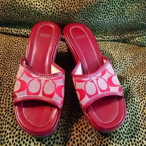 COACH monogram wedge sandals 7.5